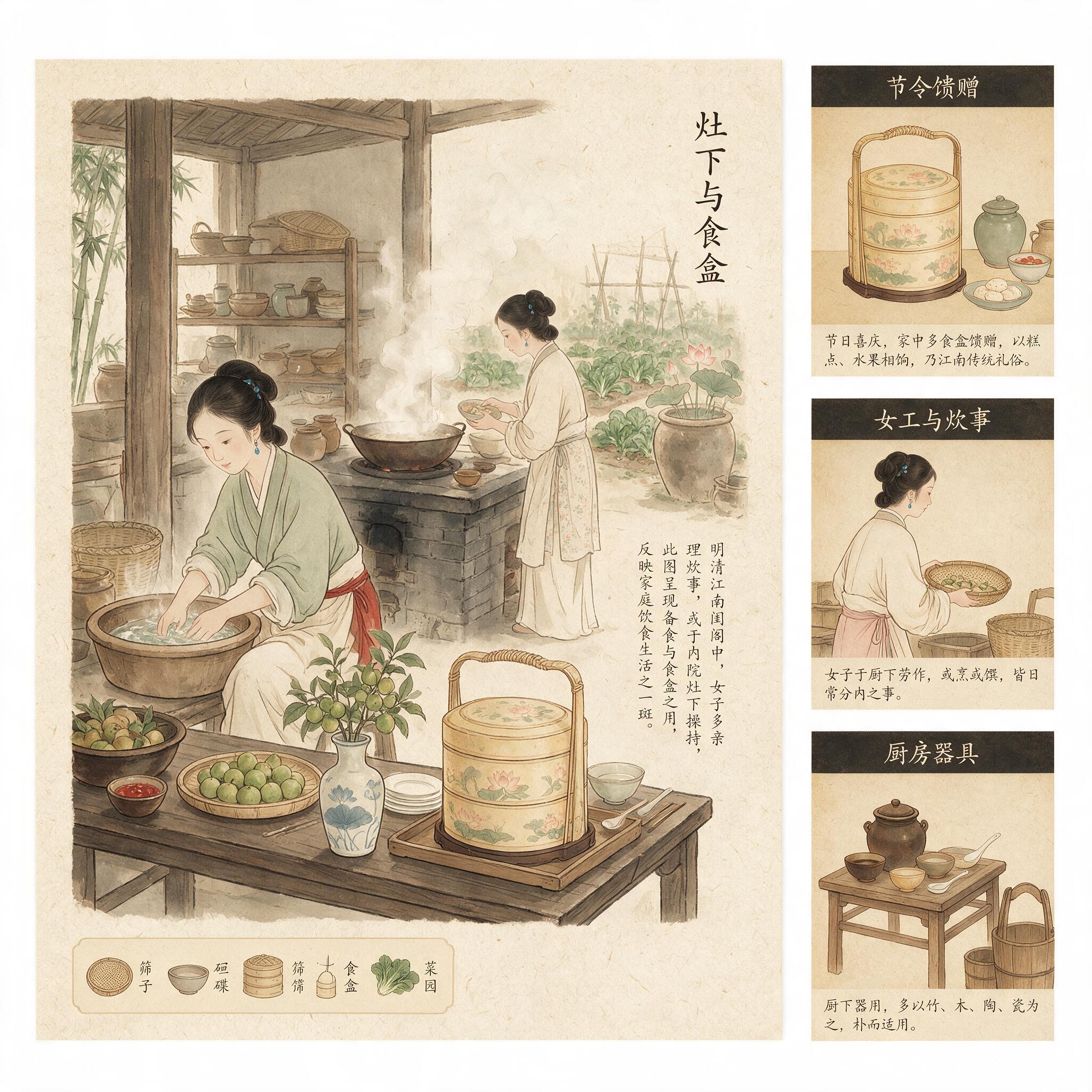 灶下与食盒:历史出版插图