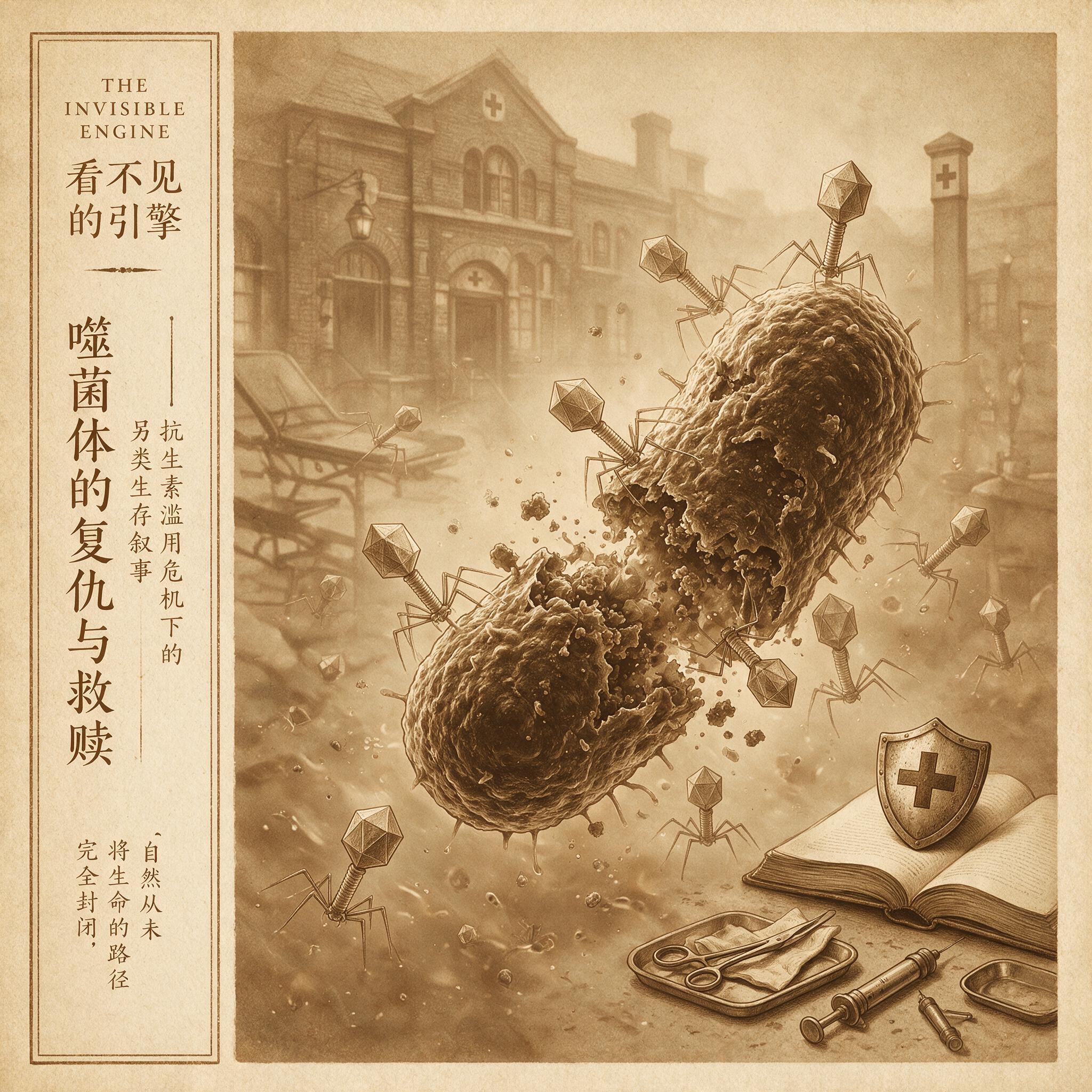 噬菌体疗法概念图：攻击细菌