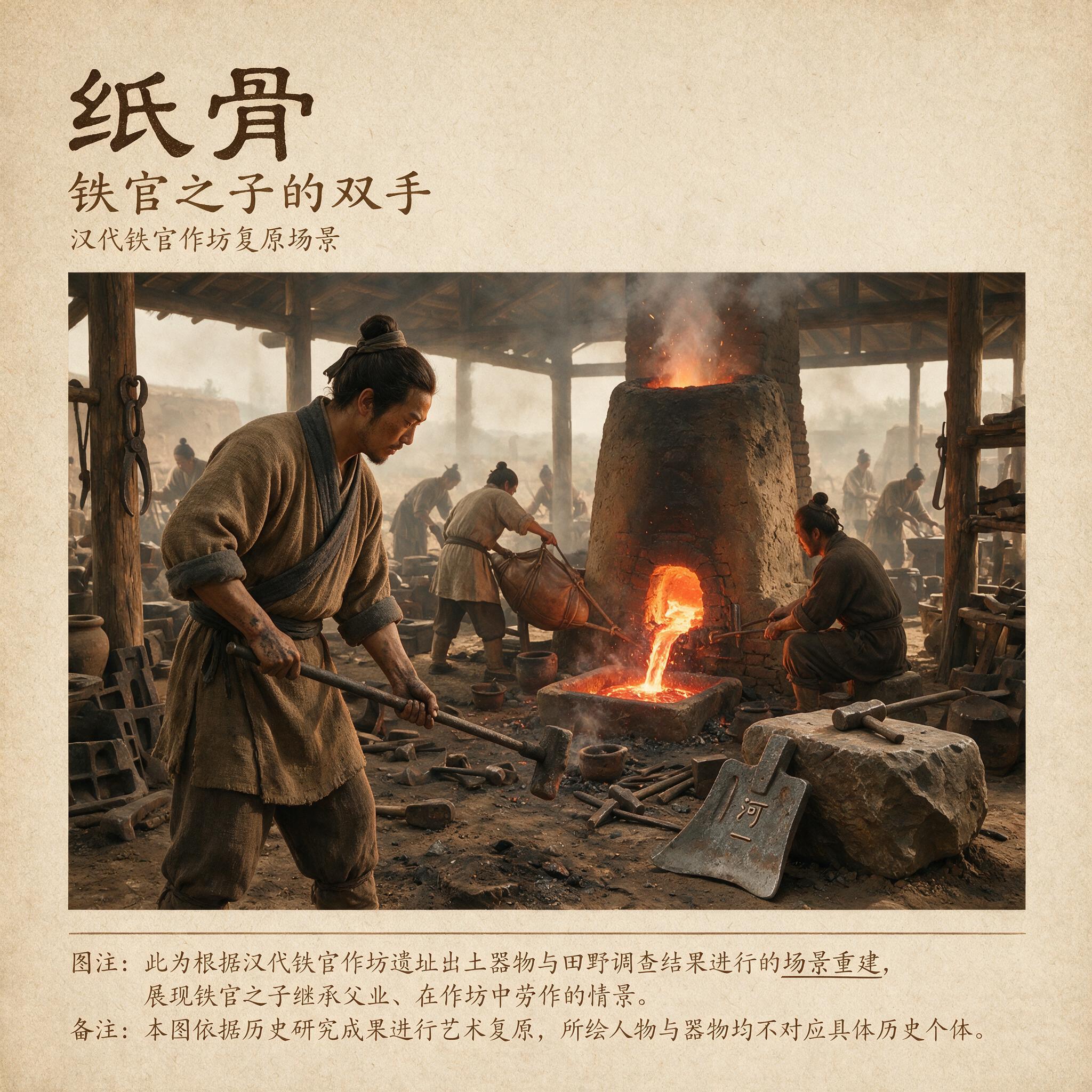 汉代铁官作坊复原场景