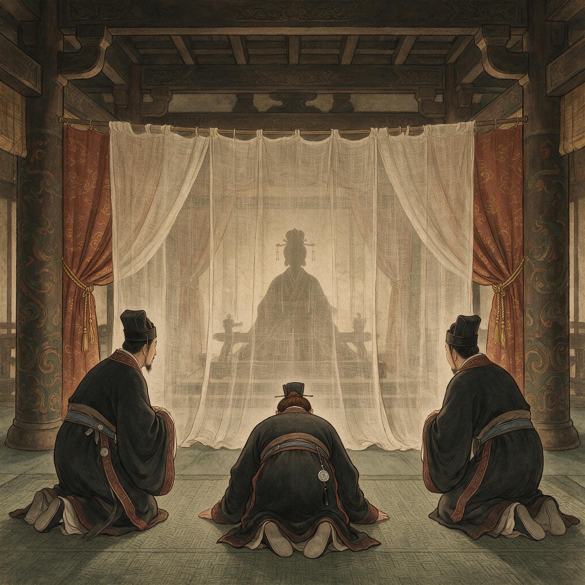 邓太后垂帘听政示意