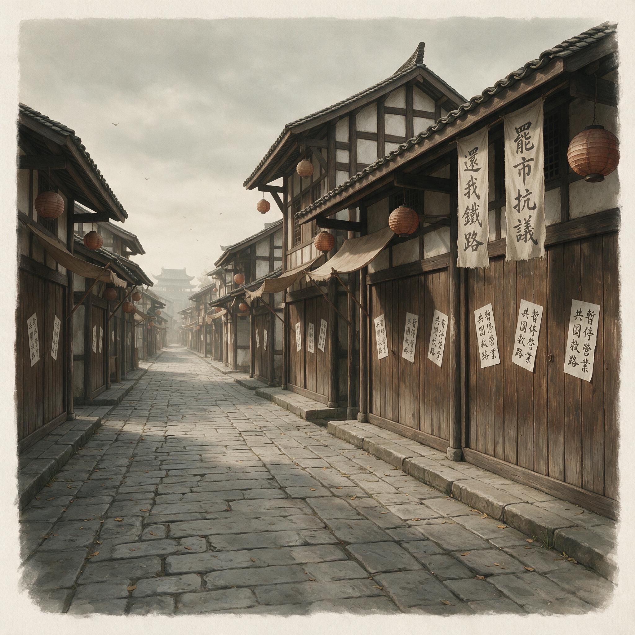 成都街市店铺关门贴白纸抗议