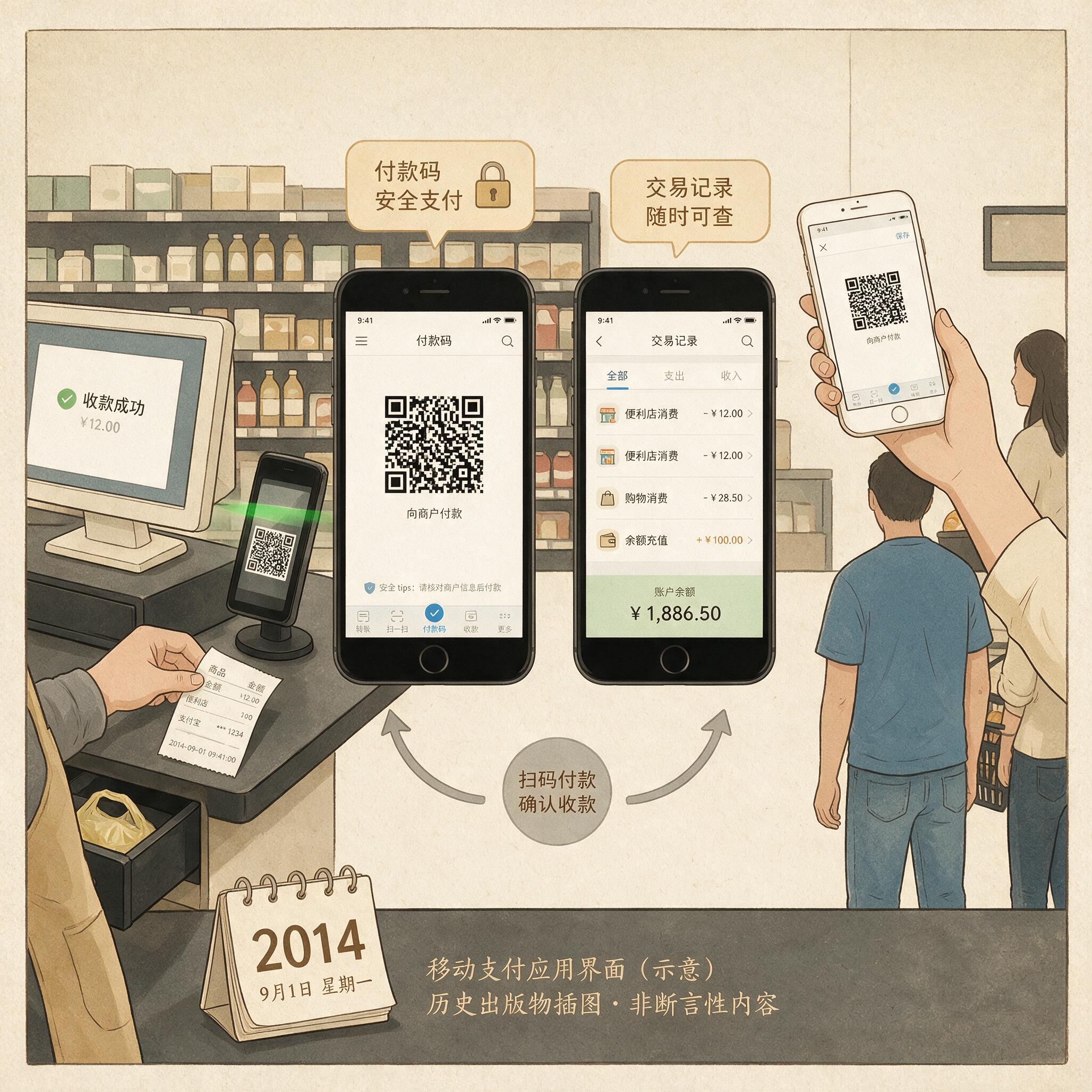 2014年移动支付应用界面（早期支付宝/微信支付）