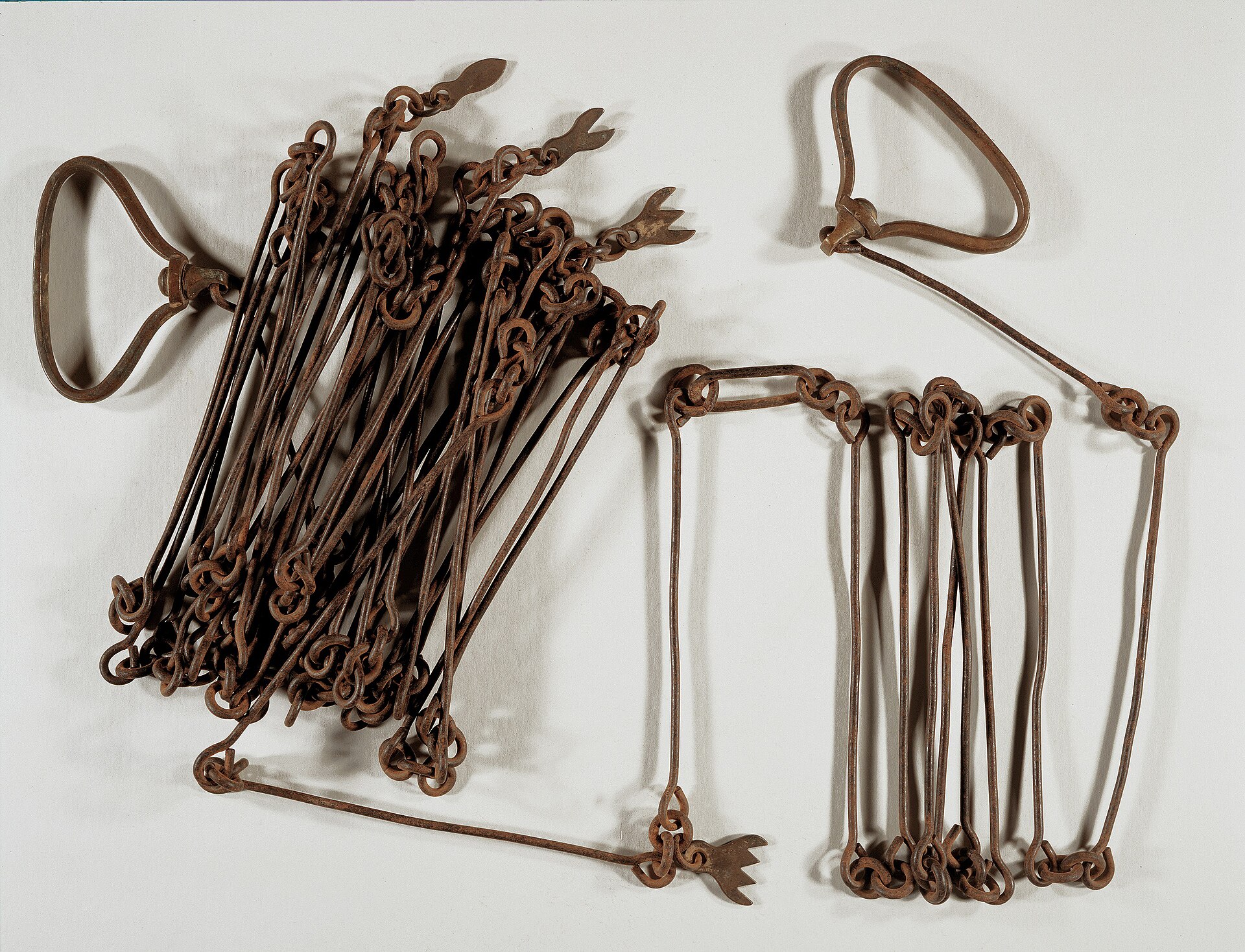 A surveyor's chain, a tool used in 19th-century engineering.
