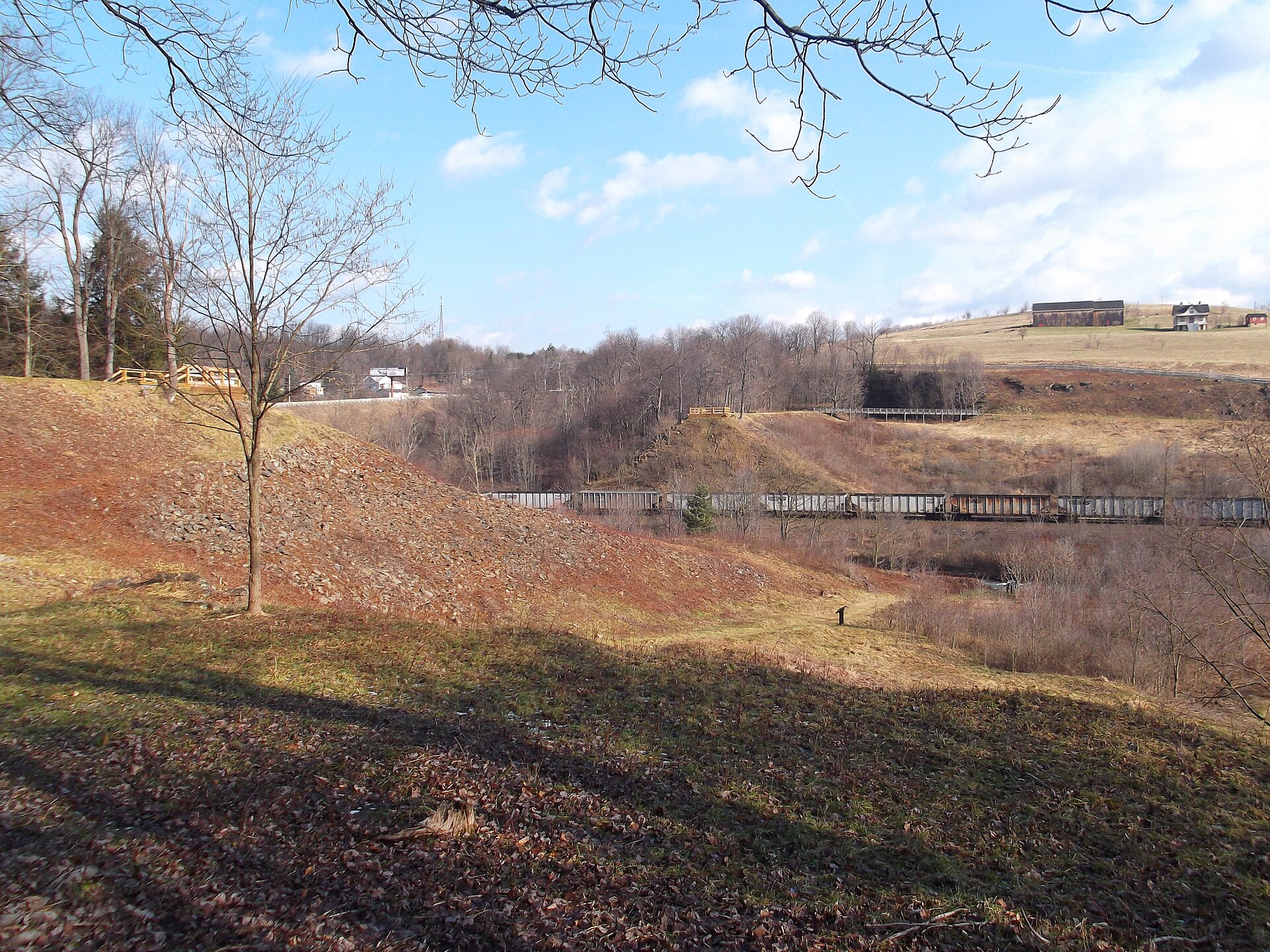 The breached South Fork Dam shortly after the flood.