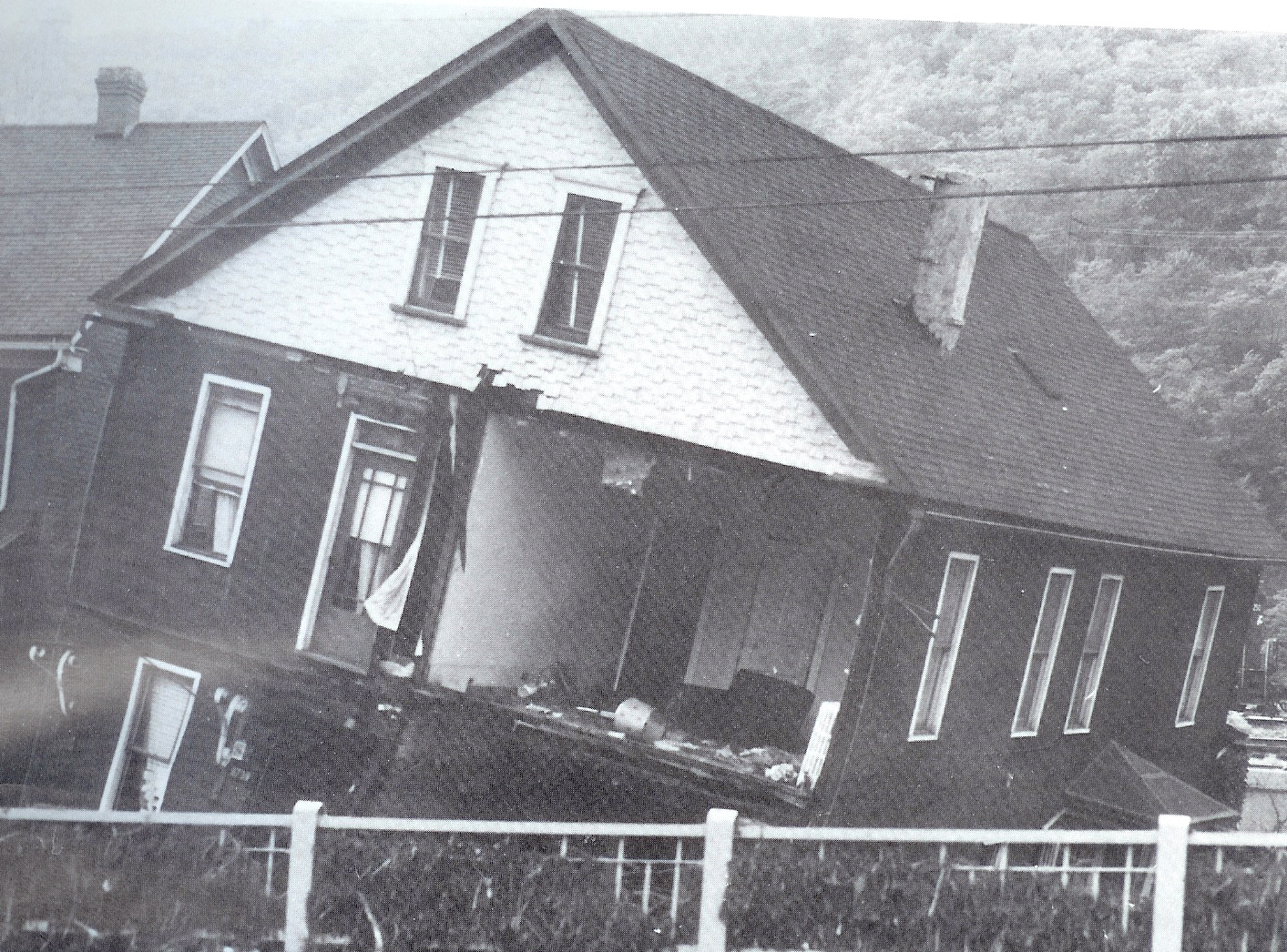 Flood damage in Johnstown from the 1977 flood.
