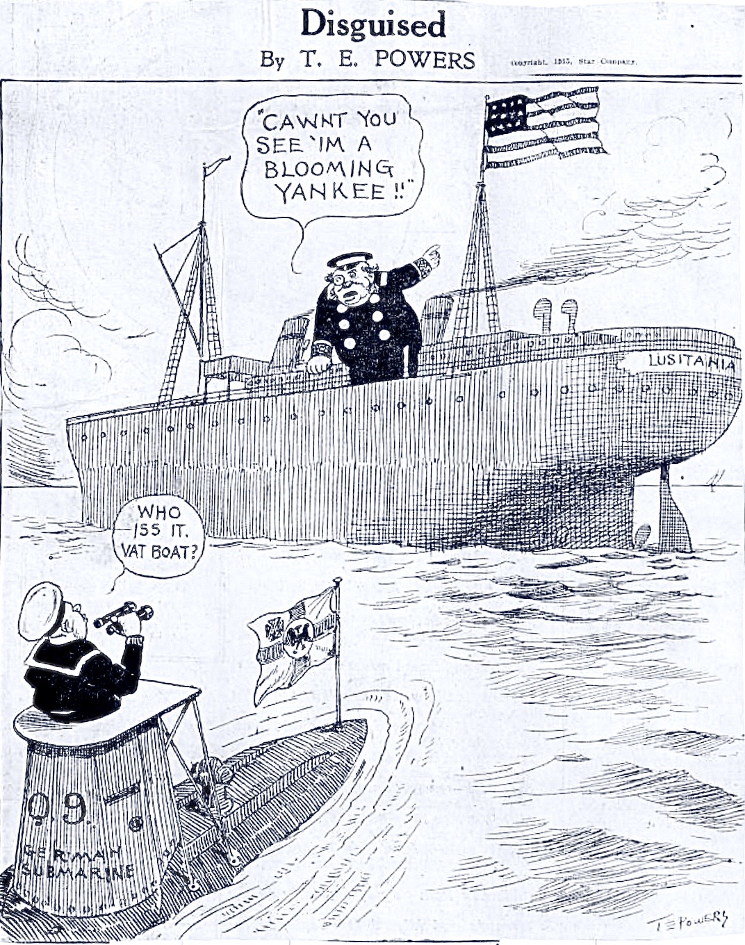 The RMS Lusitania at sea, c. 1910s.