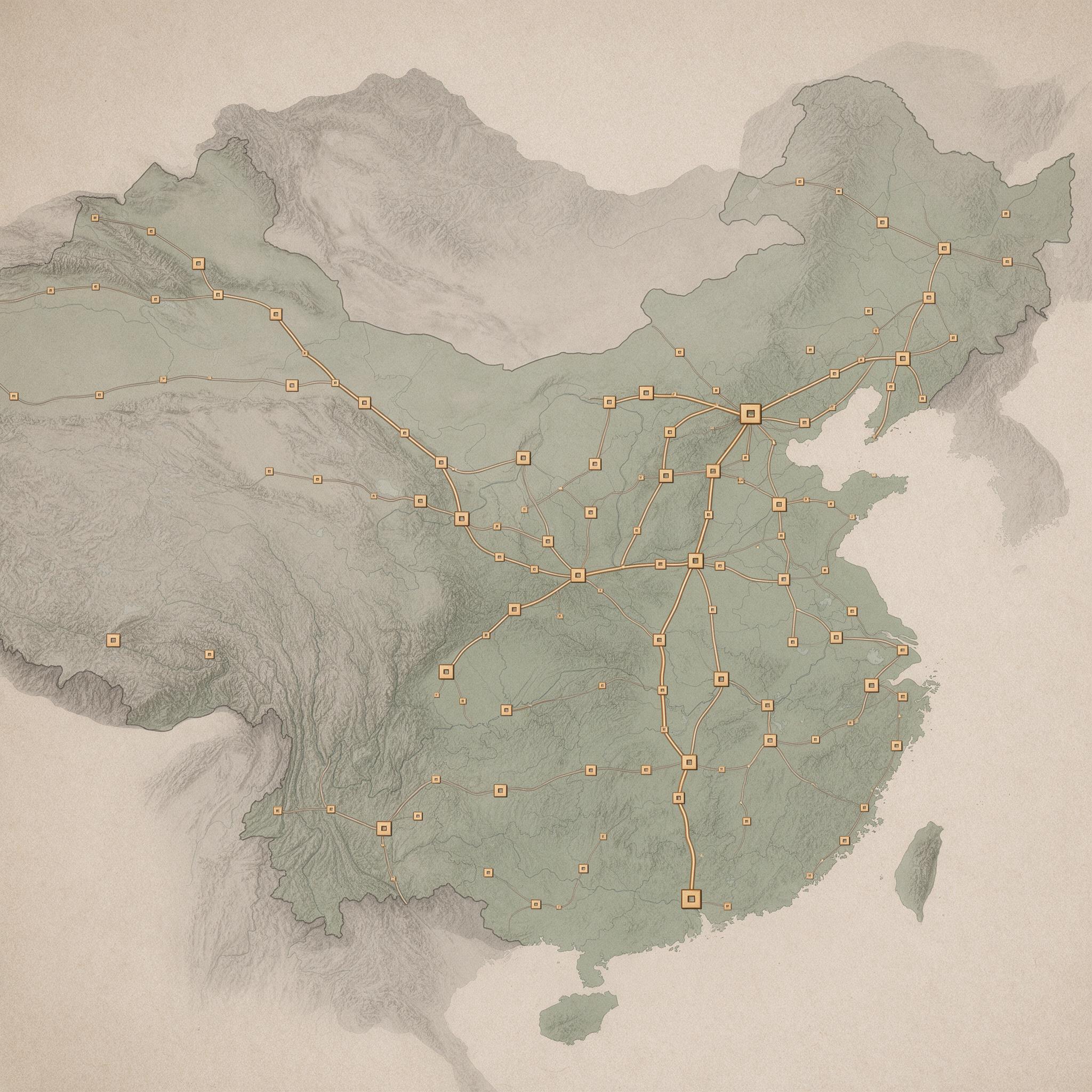明代驿站体系示意图 (示意图,AI 生成)